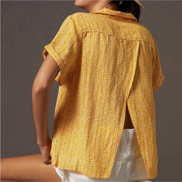 Anthropologie Maeve Classic Surf Shirt In Yellow XL - Picture 2 of 14